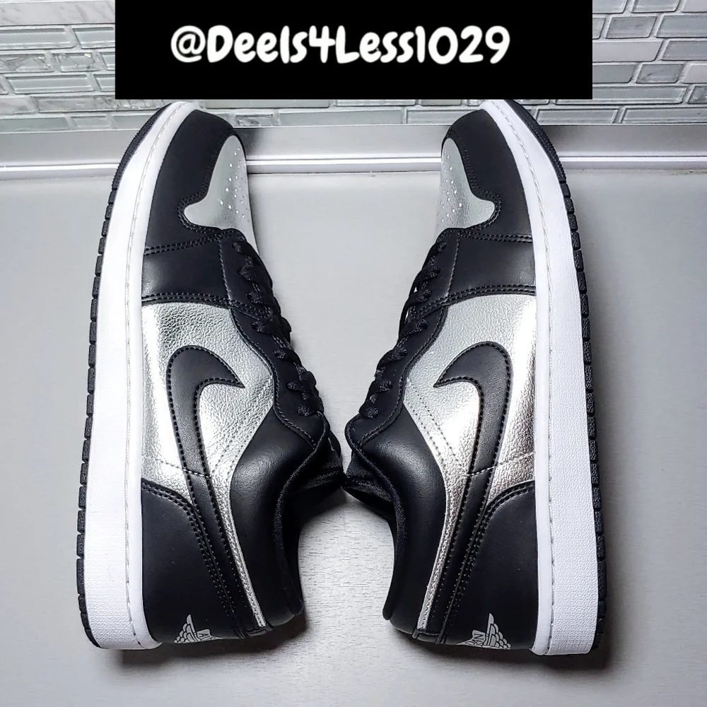 Nike Air Jordan 1 SE Low Mens Size 10.5/Womens 12 Black Metallic Silver White